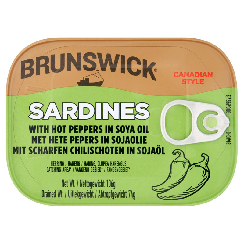 Brunswicks Sardines with hot pepper in soya oil 106g